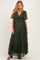 Olive Lace Flutter Sleeve Tiered Maternity Maxi Dress