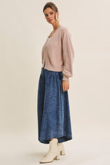 Blush Waffle Knit Balloon Sleeve Cardigan