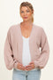 Blush Waffle Knit Balloon Sleeve Maternity Cardigan