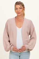 Blush Waffle Knit Balloon Sleeve Maternity Cardigan