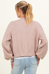 Blush Waffle Knit Balloon Sleeve Maternity Cardigan