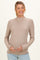Light Taupe Mock Neck Ribbed Knit Maternity Top