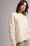 Cream Chenille Knit Button Front Cardigan