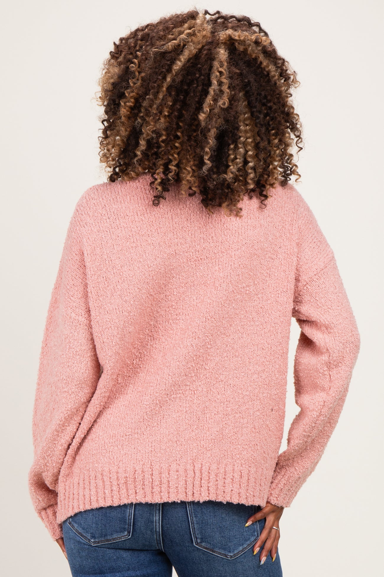 Ballet Pink Chenille Knit Button Front Maternity Cardigan
