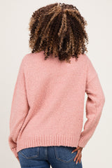 Ballet Pink Chenille Knit Button Front Maternity Cardigan