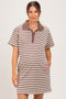 Chestnut Striped Polo Maternity T-Shirt Mini Dress