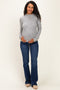 Heather Grey Striped Rolled Neck Maternity Top