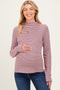 Mauve Striped Rolled Neck Maternity Top
