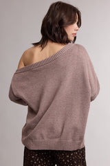 Mink Oversized One Shoulder Sweater