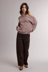 Mink Oversized One Shoulder Sweater