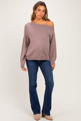 Mink Oversized One Shoulder Maternity Sweater