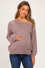Mink Oversized One Shoulder Maternity Sweater