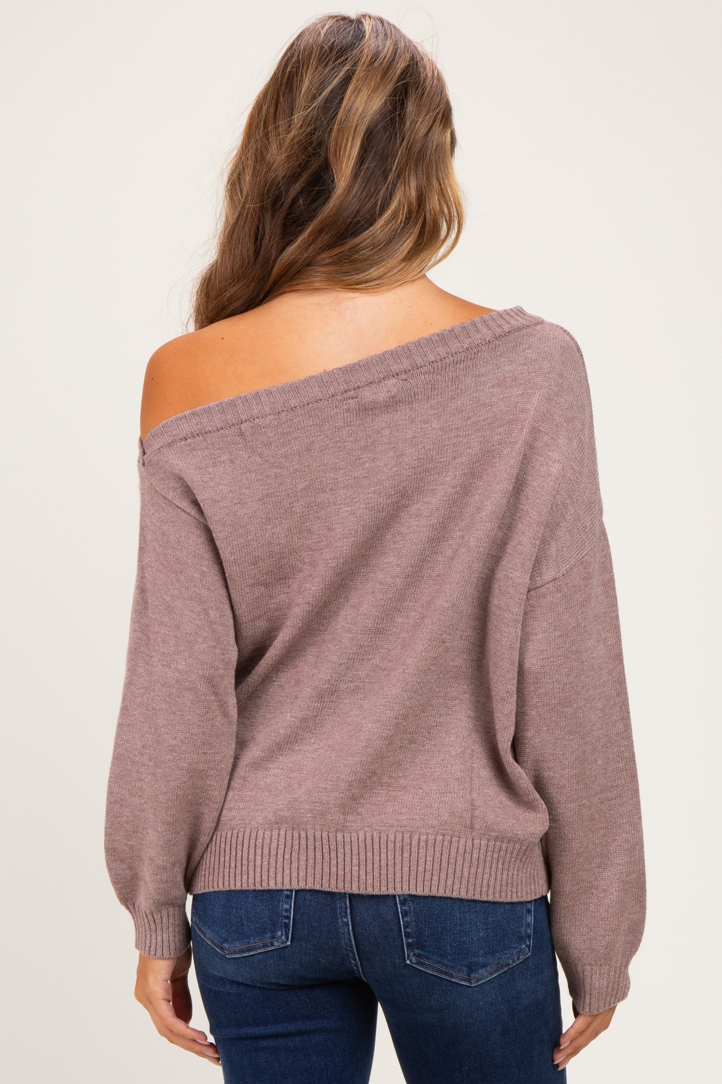 Mink Oversized One Shoulder Maternity Sweater