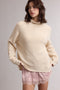 Natural Waffle Knit Turtleneck Sweater