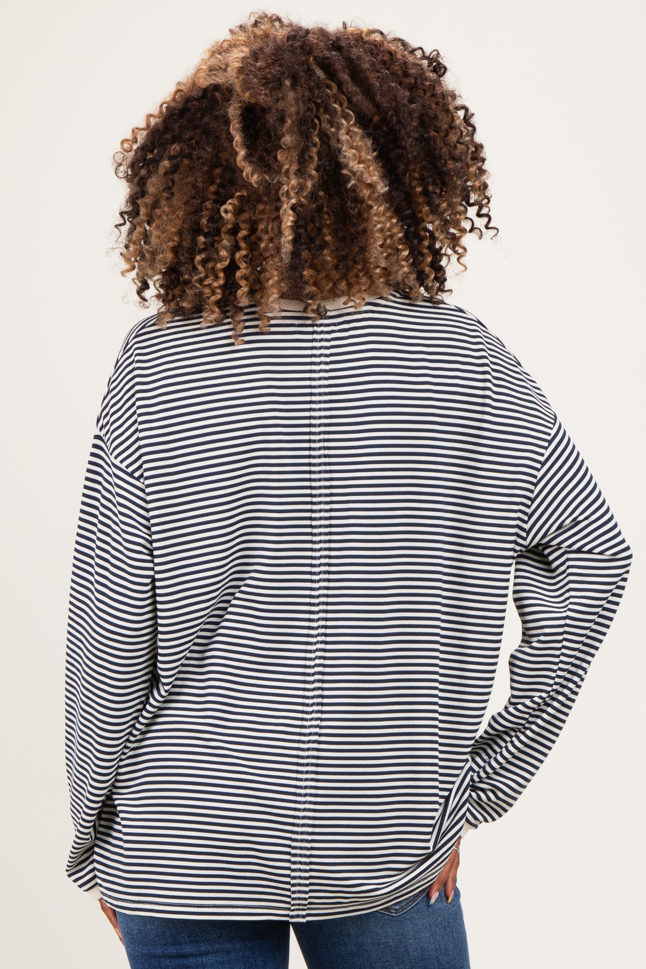 Navy Striped Oversized Maternity Long Sleeve Top