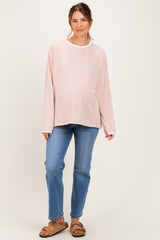 Pink Striped Oversized Maternity Long Sleeve Top