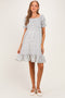 Cream Floral Smocked Puff Sleeve Maternity Dress