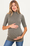 Olive Soft Brushed Knit Mock Neck Maternity Top