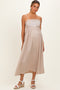 Beige Floral Embroidered Back Cut Out Maternity Maxi Dress