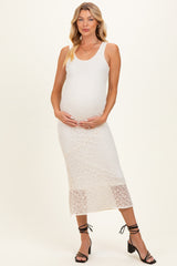 Cream Floral Lace Maternity Midi Dress