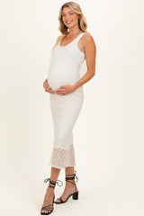 Cream Floral Lace Maternity Midi Dress