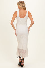 Cream Floral Lace Maternity Midi Dress