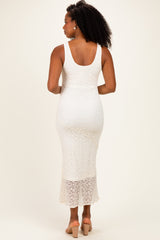 Cream Floral Lace Midi Dress
