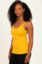 Mustard Lace Trim Detail Ribbed Knit Tank Top
