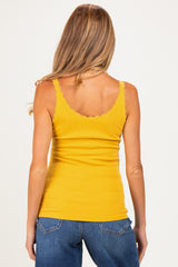 Mustard Lace Trim Detail Ribbed Maternity Knit Tank Top