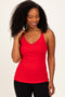 Red Lace Trim Detail Ribbed Knit Tank Top