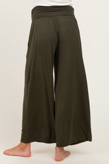 Olive Wide Waist Band Maternity Wide Leg Maternity Pants