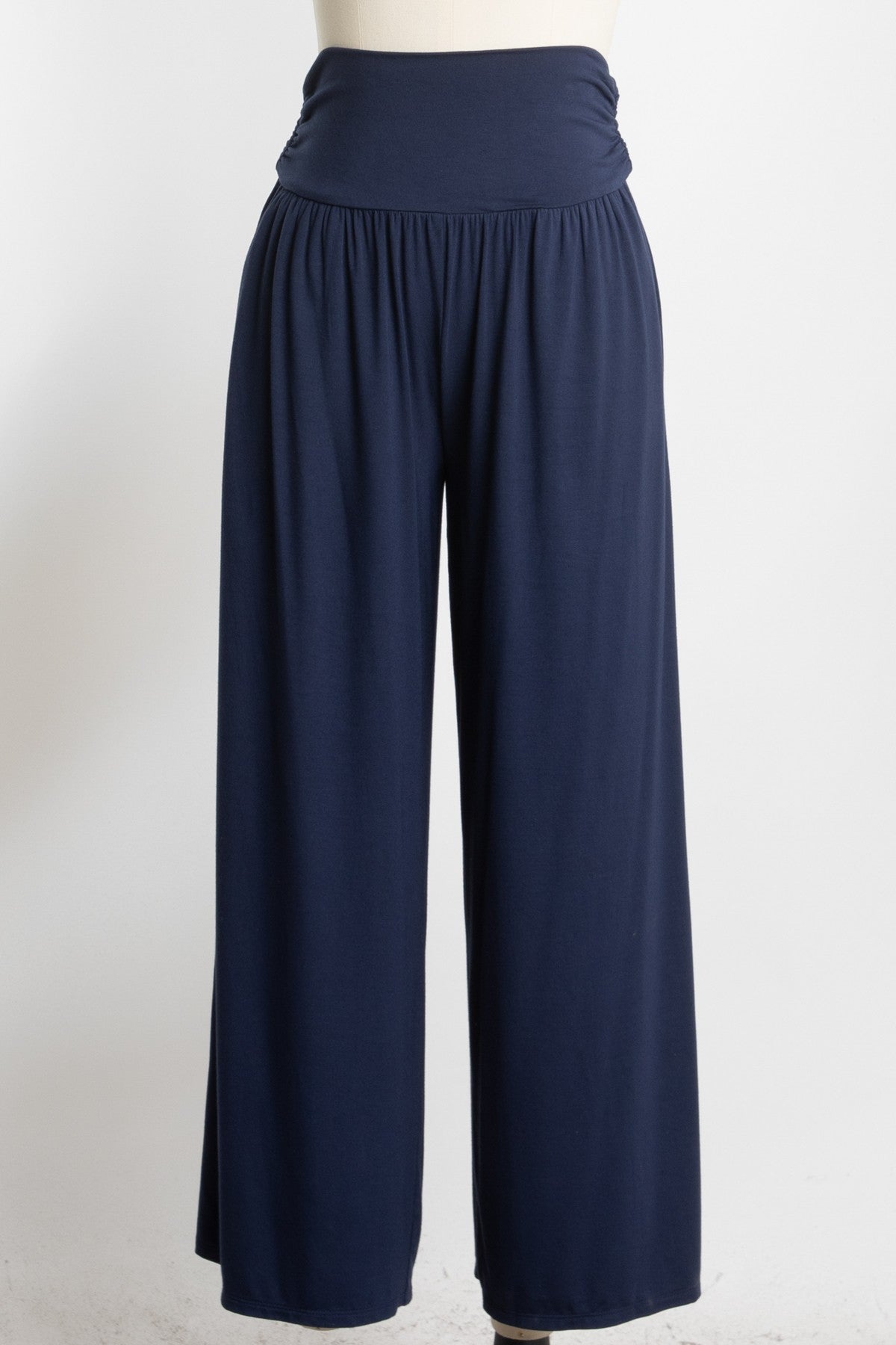 Navy Wide Waist Band Maternity Wide Leg Pants