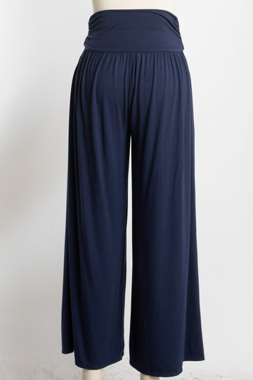 Navy Wide Waist Band Maternity Wide Leg Pants