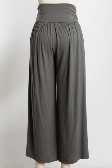 Gunmetal Wide Waist Band Maternity Wide Leg Pants