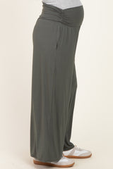 Gunmetal Wide Waist Band Maternity Wide Leg Maternity Pants