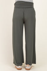 Gunmetal Wide Waist Band Maternity Wide Leg Maternity Pants