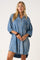 Light Denim Chambray Dolman Sleeve Shirt Dress