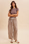 Mocha Gingham Barrel Leg Pants