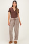 Mocha Gingham Barrel Leg Maternity Pants