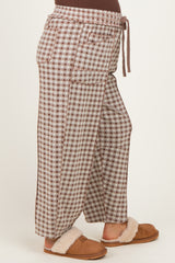 Mocha Gingham Barrel Leg Maternity Pants