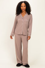 Cocoa Button Down Top Wide Leg Pant Pajama Set