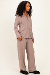 Cocoa Button Down Top Wide Leg Pant Pajama Set