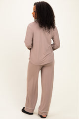 Cocoa Button Down Top Wide Leg Pant Pajama Set