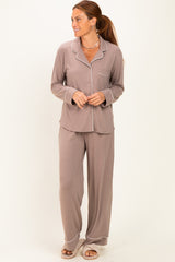 Cocoa Button Down Top Wide Leg Pant Pajama Set