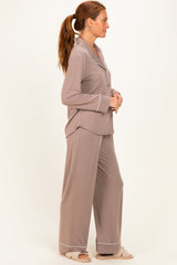Cocoa Button Down Top Wide Leg Pant Pajama Set