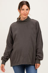 Charcoal Washed Oversized Mock Neck Maternity Sweatshirt