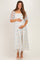 Light Blue Floral Mesh Overlay Tie Back Maternity Midi Dress