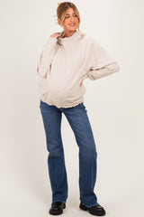 Oatmeal Oversized Fleece Terry Maternity Hoodie