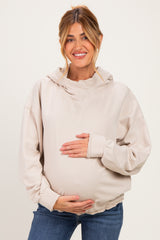Oatmeal Oversized Fleece Terry Maternity Hoodie