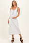 Off White Floral Textured Two Tone Rib Button Front Square Neck